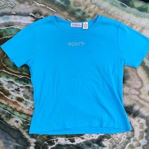 rhinestone sport blue baby tee